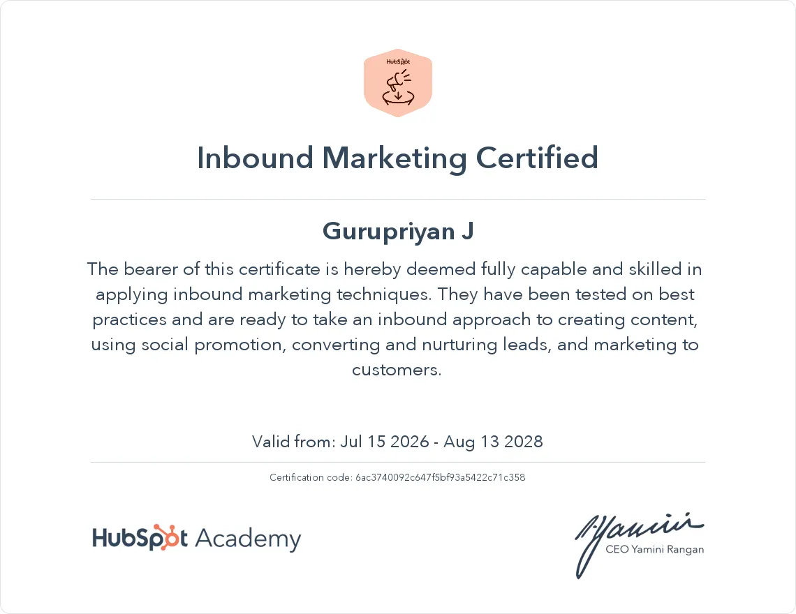 Home inbound marketing certification